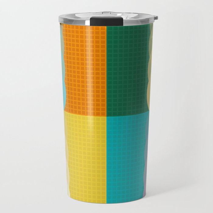 Grid retro color shapes patchwork 1 Travel Mug