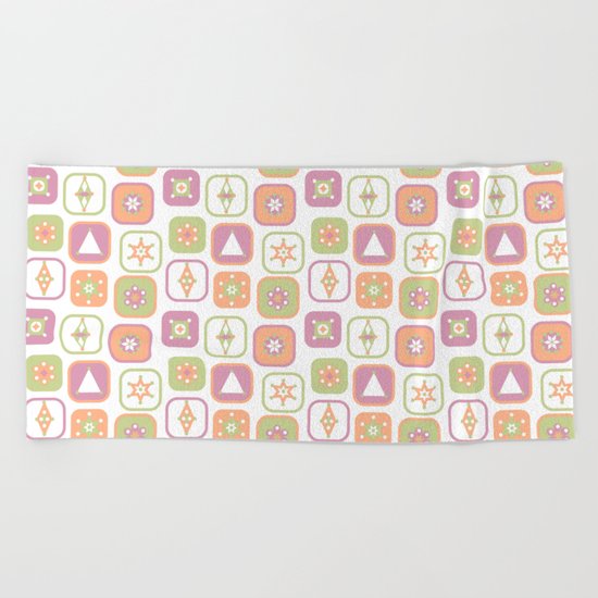 Abstract geometric pattern in pastel colors Beach Towel