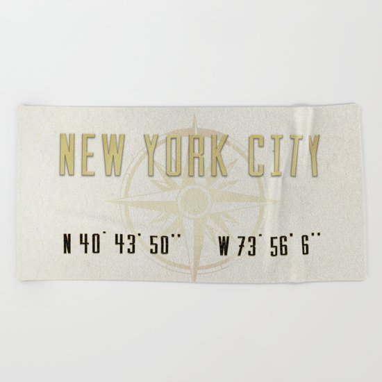 New York City Vintage Location Design Beach Towel