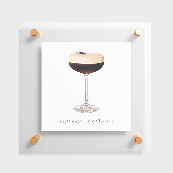 Espresso Martini Cocktail Painting | Watercolor Bar Art Floating Acrylic Print