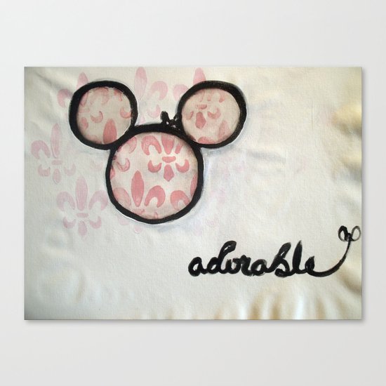 Adorable Mouse Fleur de lis Painting Canvas Print