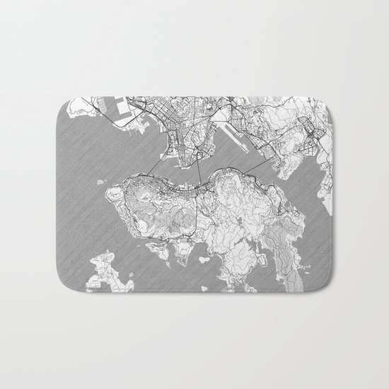Hong Kong Map Line Bath Mat