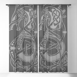 The Viking Wolf Fenrir (Silver) Sheer Curtain
