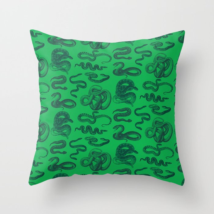 Green Snake Pattern Throw Pillow
