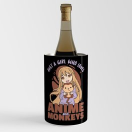 Just A Girl Who Loves Anime And Monkey - Kawaii Wine Chiller