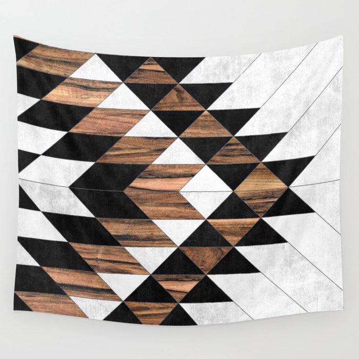 Urban Tribal Pattern No.9 - Aztec - Concrete and Wood Wall Tapestry