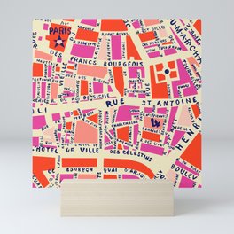 paris map pink Mini Art Print