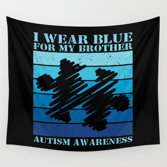 I Wear Blue For My Brother Autism Puzzle Wall Tapestry