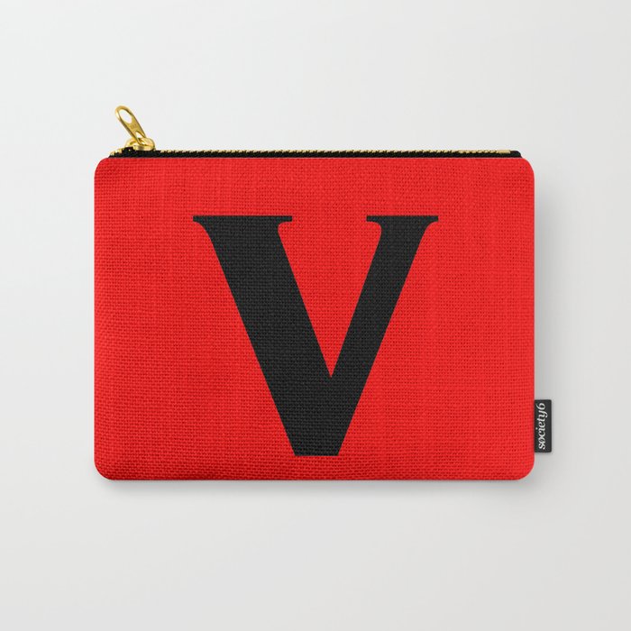 v (BLACK & RED LETTERS) Carry-All Pouch