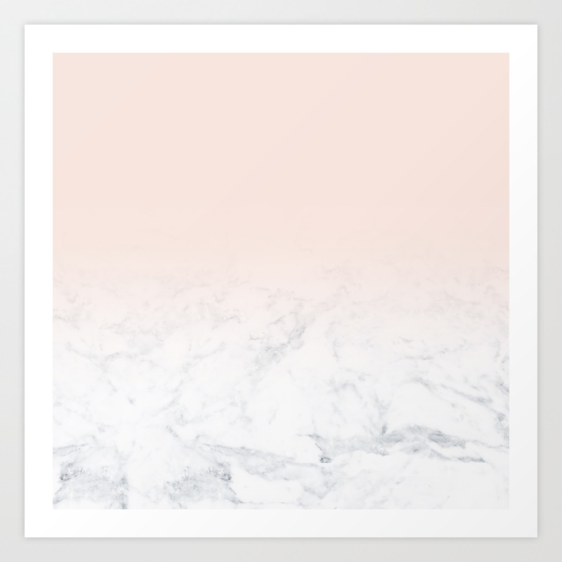 Modern Girly Pastel Blush Pink Ombre Gradient White Marble Art
