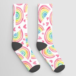 Watercolor Rainbows & Hearts Socks