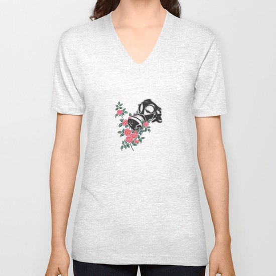smell the roses - gas mask Unisex V-Neck