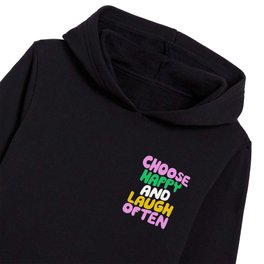 Choose Happy and Laugh Often in Blueberry Blue Flamingo Pink and Bold Green 0b43eb  Kids Pullover Hoodies