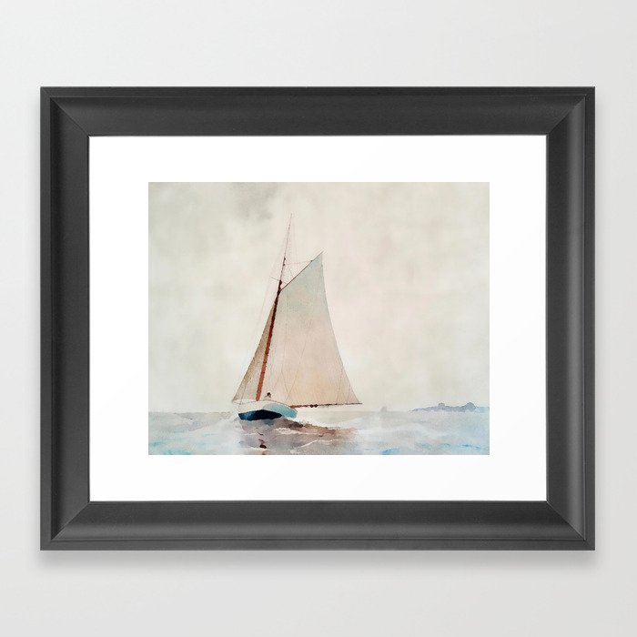 Sail Boat At Sea Framed Art Print