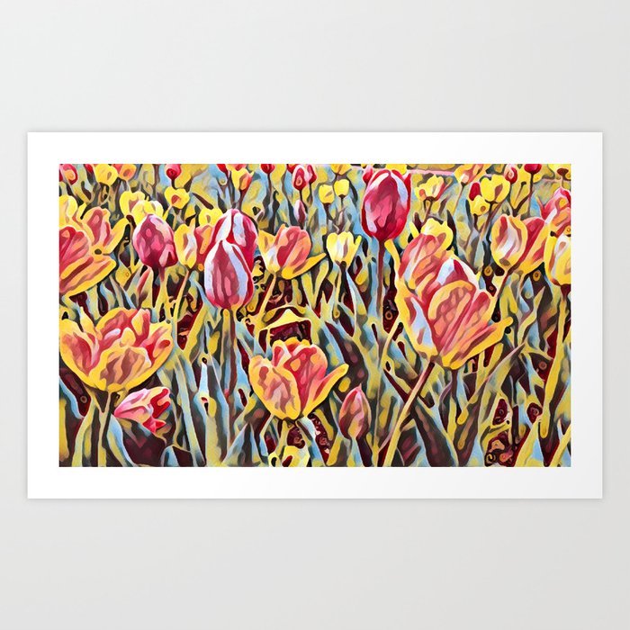 English Garden with Tulips in Rochester, New York Art Print