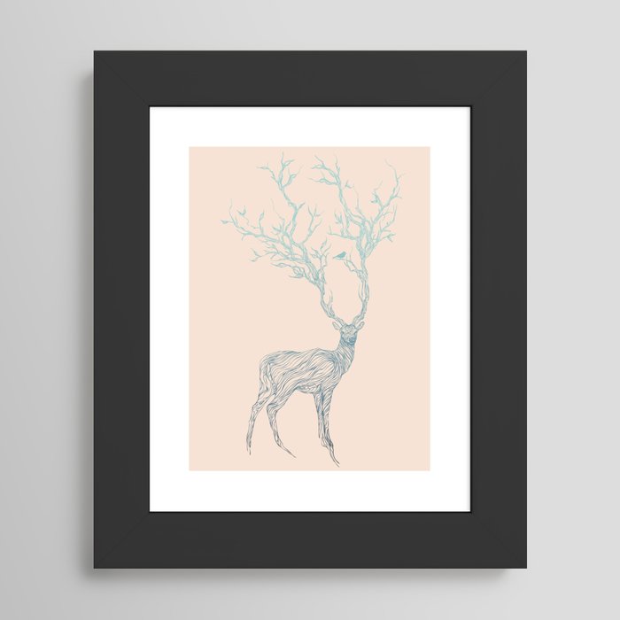 Society6 ケース Blue Deer by Huebucket Blue Deer Framed Art Print by Huebucket | Society6