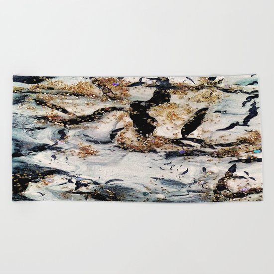 gray&gold marble Beach Towel