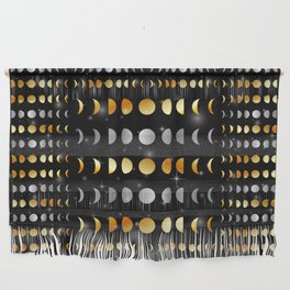 Celestial Moon phases and stars in silver and gold Wall Hanging
