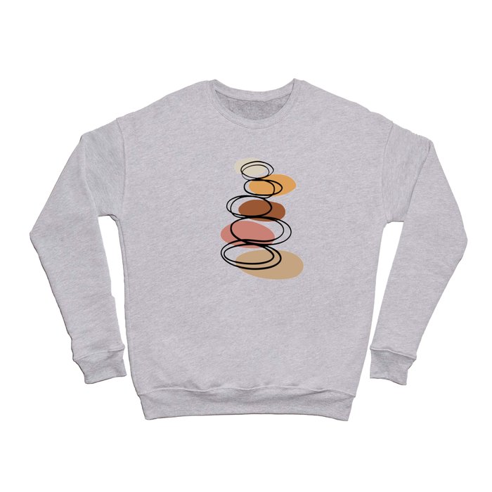 Modern minimalist balancing stones in earth tones illustration on calming green background Crewneck Sweatshirt