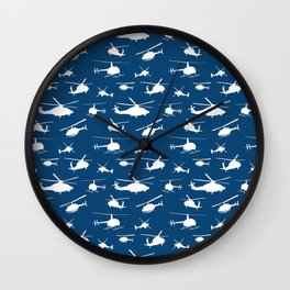 Helicopters on Sapphire Blue Wall Clock