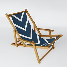 Navy blue and white large Zig Zag stripes Sling Chair