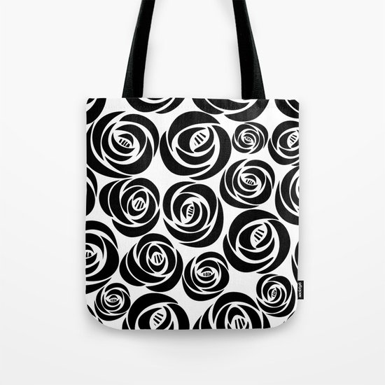 Black and White Floral Pattern Tote Bag