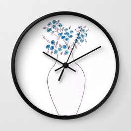 Vase of blue flowers Wall Clock