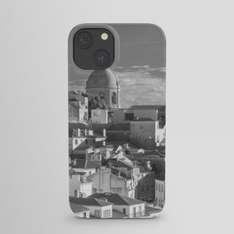 Black and white view of Alfama, Lisbon, Portugal art print - summer street and travel photography iPhone Case