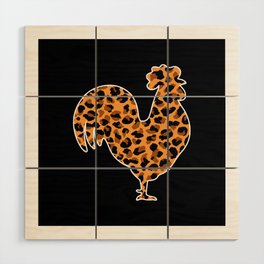Rooster Leopard Print Wood Wall Art