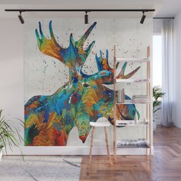 Colorful Moose Art - Confetti - By Sharon Cummings Wall Mural