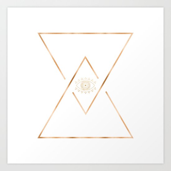 Mandala Gold Geometric Eye Art Print