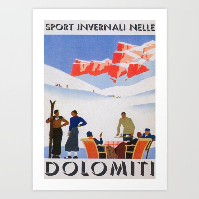 Dolomites Italy Vintage Ski Poster Art Print