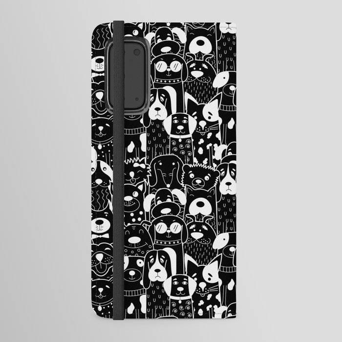 Black and White Seamless Dogs Android Wallet Case