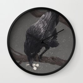 The Raven Wall Clock | Card, Illuratration, Jackdaw, Magic, Painting, Crow, Rook, Tarot, Druid, Dark 