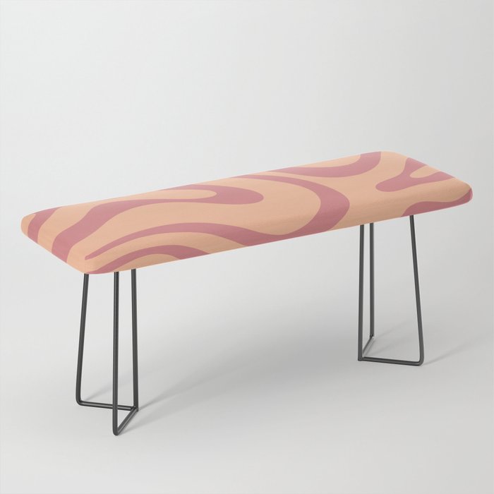 Peach and Plum Pink Modern Retro Liquid Swirl Abstract Pattern Bench