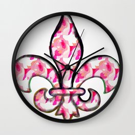 Fleur De Lis Pink Pattern Wall Clock