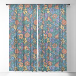 Another Floral Retro Sheer Curtain