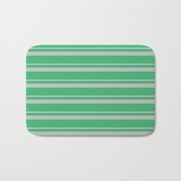 [ Thumbnail: Grey & Sea Green Colored Lined/Striped Pattern Bath Mat ]