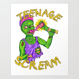 Teenage Zombie Scream Art Print