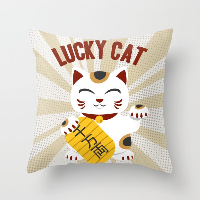 MANEKI NEKO - LUCKY CAT Throw Pillow