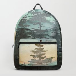Pine Trees Backpack | Clouds, Wood, Wonderlust, Adventure, Trees, Landscape, Painting, Tree, Birds, Forest 