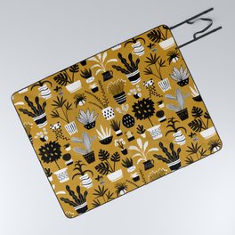 Home is where my plants are | Mustard Yellow Background Picnic Blanket