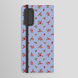Pink Roses All Over - periwinkle Android Wallet Case
