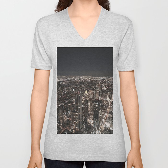 Views of New York City | NYC at Night V Neck T Shirt