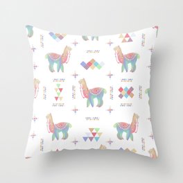 Colorful Alpaca Throw Pillow