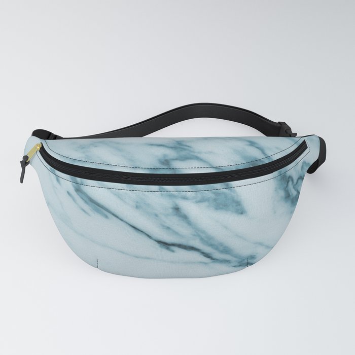 Streaked Teal Blue White Marble Fanny Pack