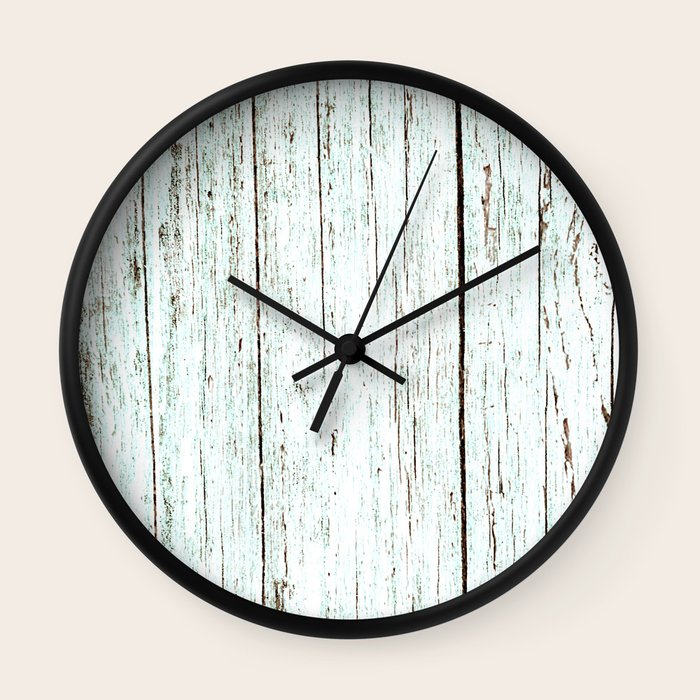 Rustic Mint Painted Distressed Wood Texture Barn Wall Clock