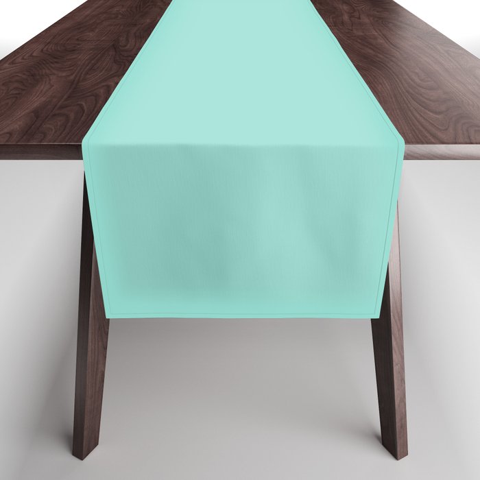 PALE ROBIN EGG solid color. Turquoise soft pastel shade plain pattern  Table Runner