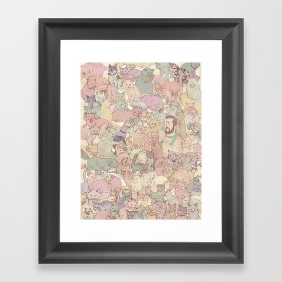 Self Portrait with Kitties Framed Art Print