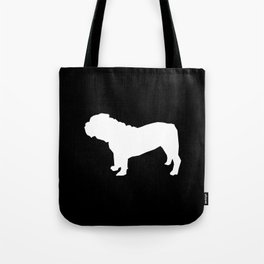 English Bulldog black and white minimal modern dog art bulldogs silhouette Tote Bag